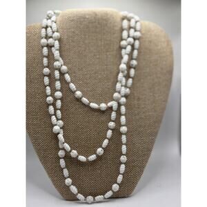 1920's Milk Glass Flapper Strand/Opera Strand Necklace 52 in